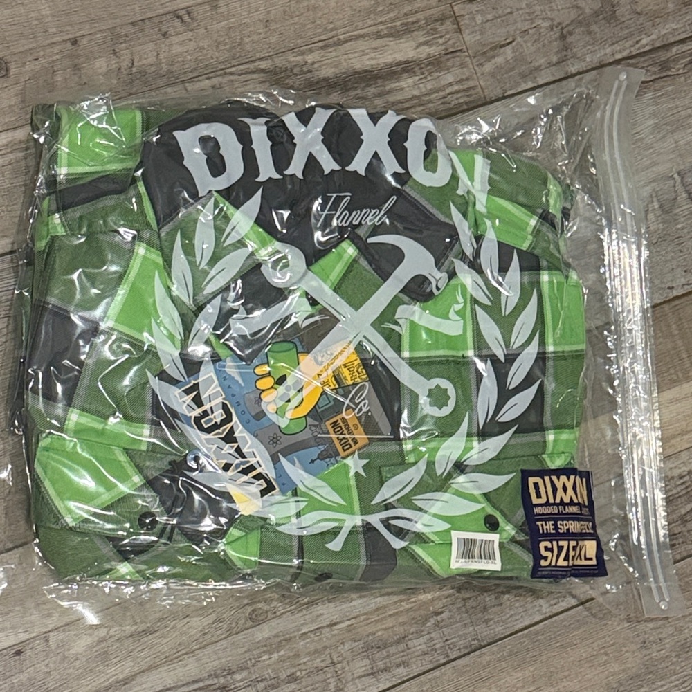 DIXXON Green and Black Plaid Hooded Flannel Jacket LIMITED EDITION